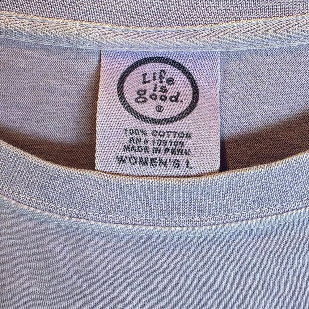 VTG Life is Good Long Sleeve Tee Womens Sz Large Lavender Purple Snowboard - Picture 4 of 11
